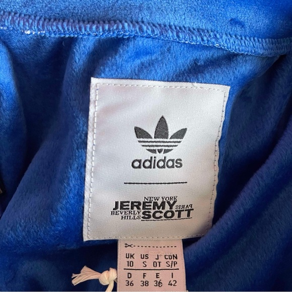 adidas X Jeremy Scott Blue Luxe Velour Crop Top Track Suit NWT - Picture 7 of 10
